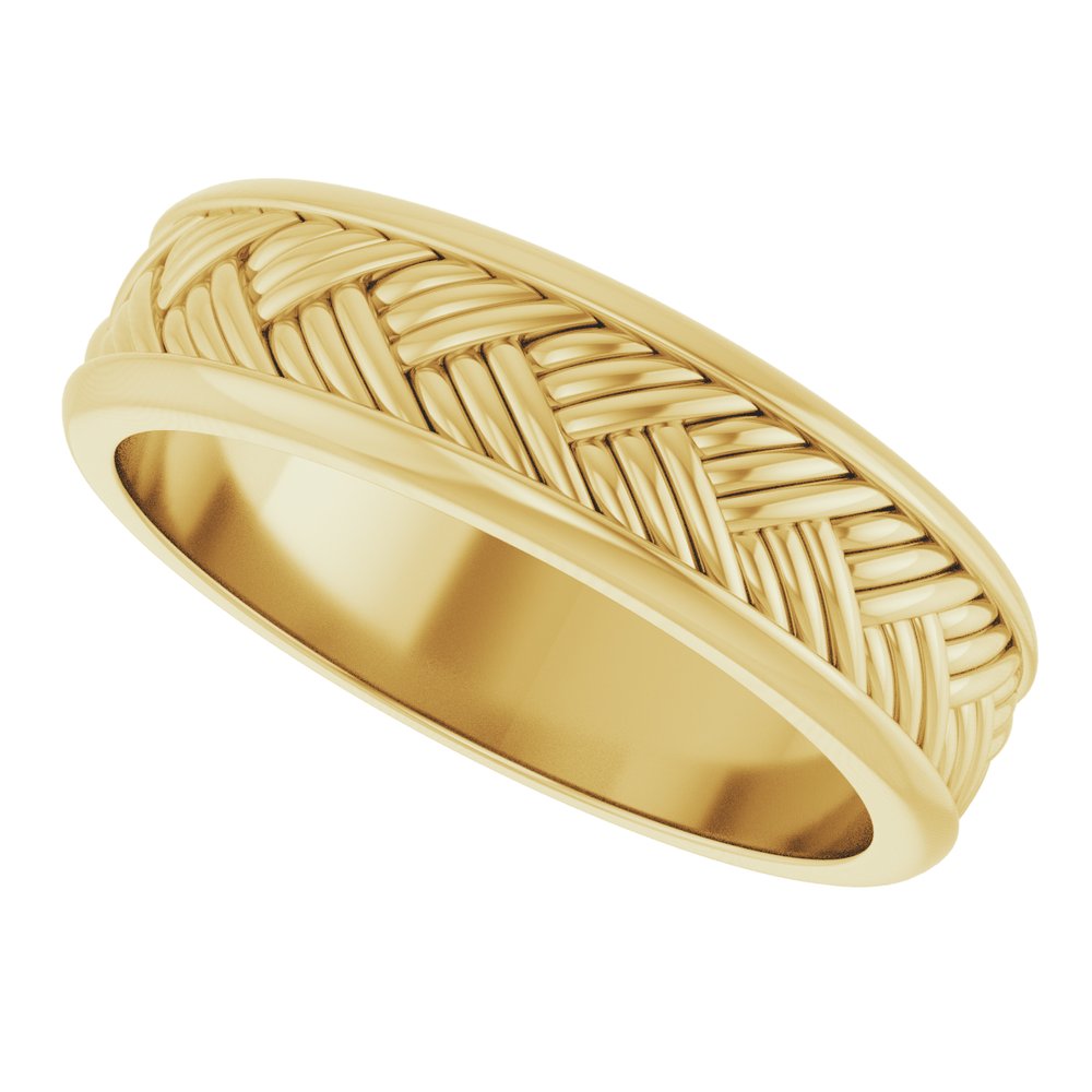 14K Yellow Gold 5.4 mm Woven-Design Flat Band Size 10