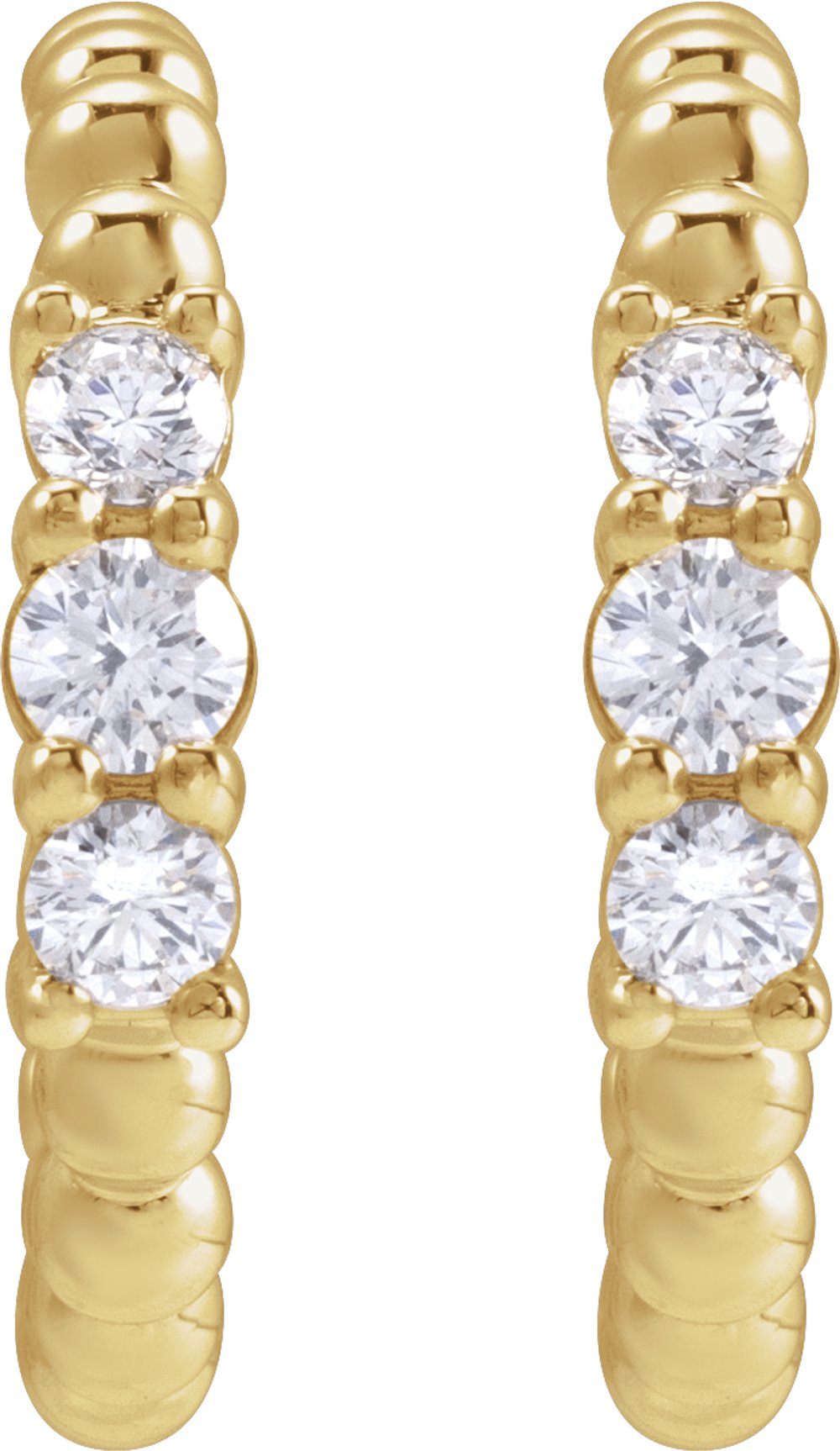 14K Yellow Gold 3/8 CTW Natural Diamond Beaded 19.3 mm Hoop Earrings