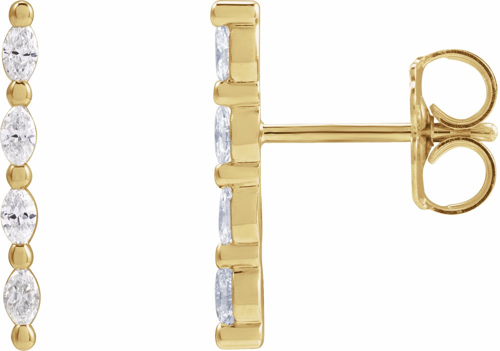 14K Yellow Gold 1/6 CTW Natural Diamond Bar Earring