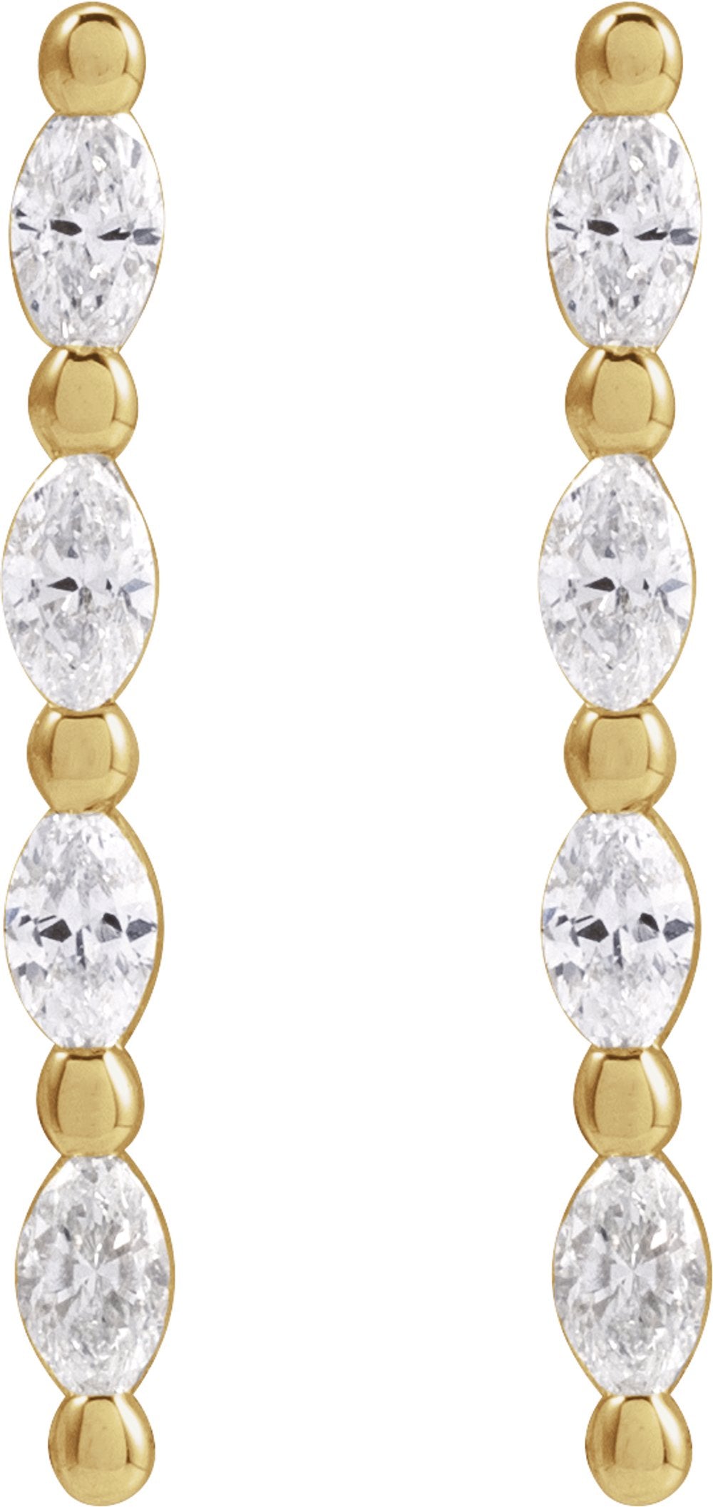 14K Yellow Gold 1/6 CTW Natural Diamond Bar Earring