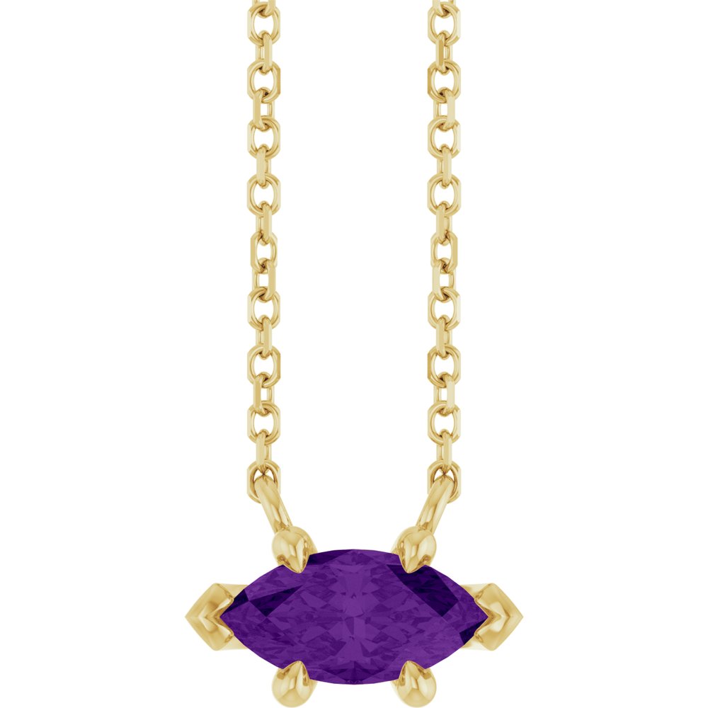 14K Yellow Gold 8x4 mm Natural Amethyst 18" Necklace