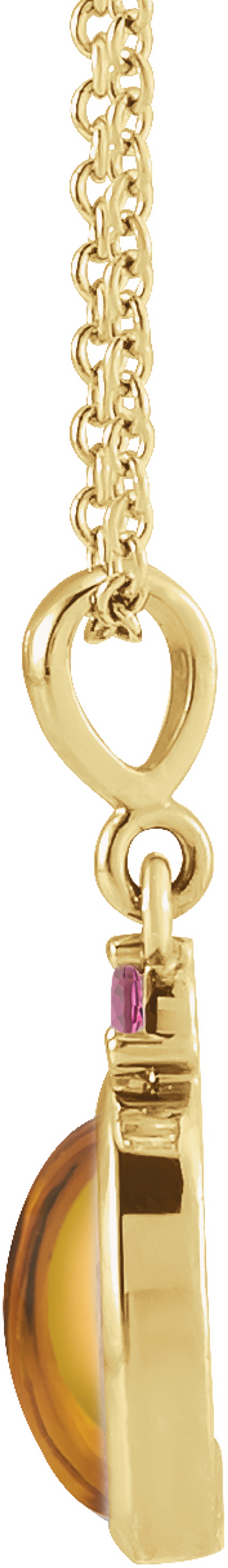 14K Yellow Gold 8x6 mm Natural Citrine & Natural Pink Tourmaline 16-18" Necklace