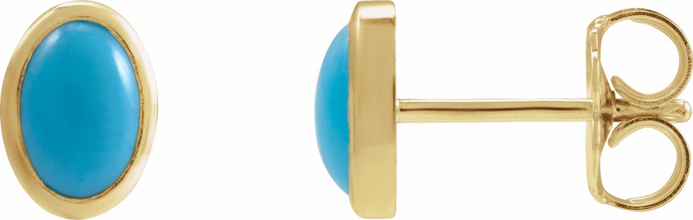 14K Yellow Gold Natural Turquoise Earrings