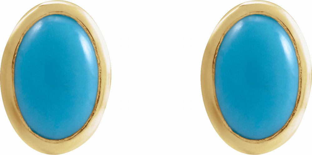 14K Yellow Gold Natural Turquoise Earrings