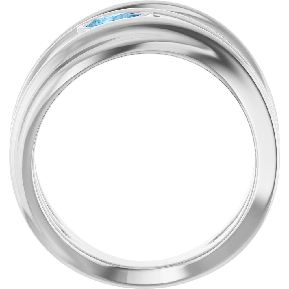 14K White Gold Natural Sky Blue Topaz Negative Space Ring
