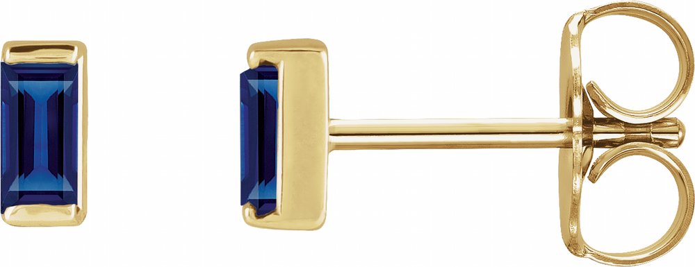 14K Yellow Gold Lab-Grown Blue Sapphire Earrings
