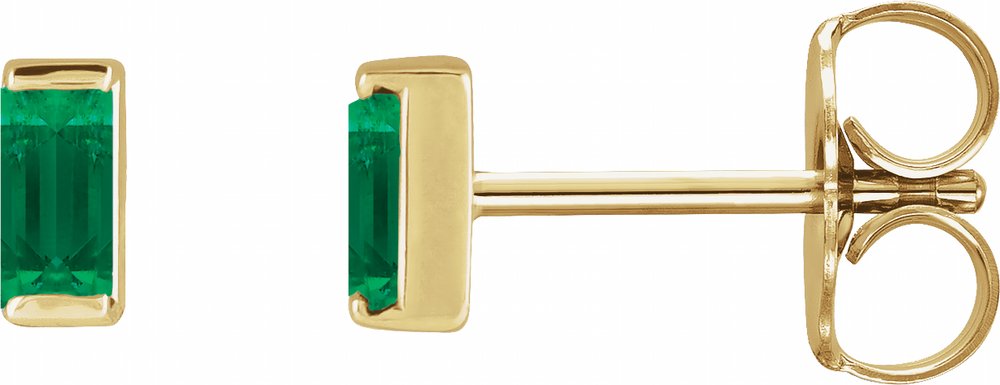14K Yellow Gold Lab-Grown Emerald Channel-Set Earrings