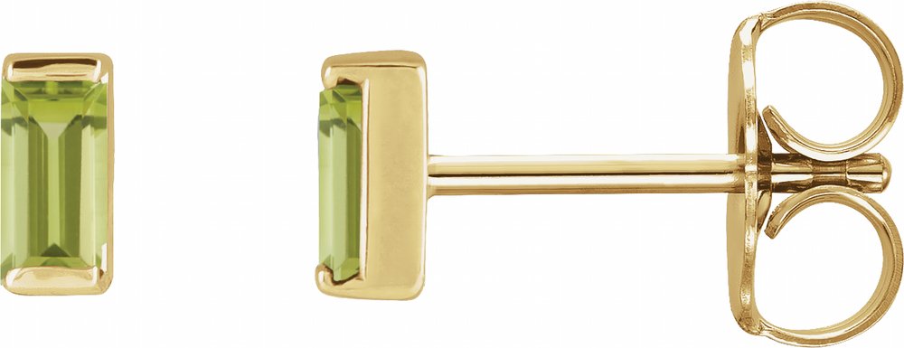 14K Yellow Gold Natural Peridot Channel-Set Earrings