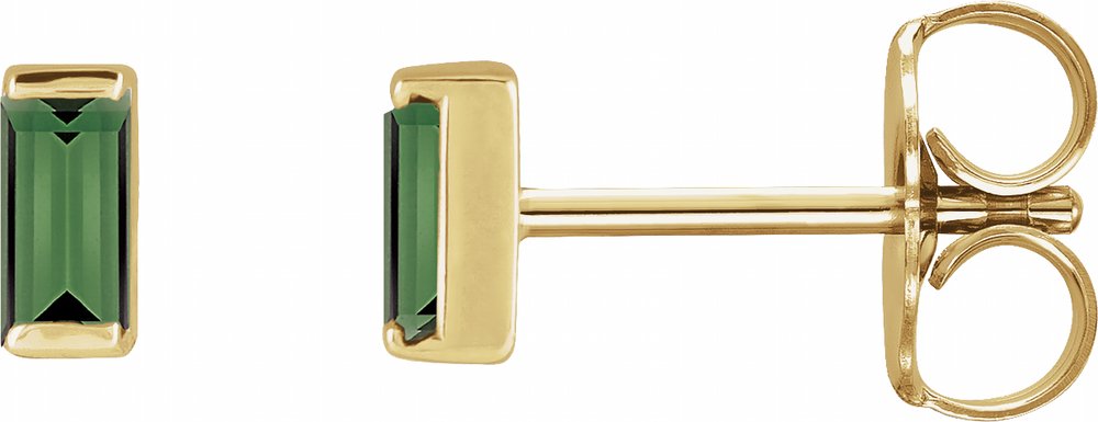 14K Yellow Gold Natural Green Tourmaline Channel-Set Earrings