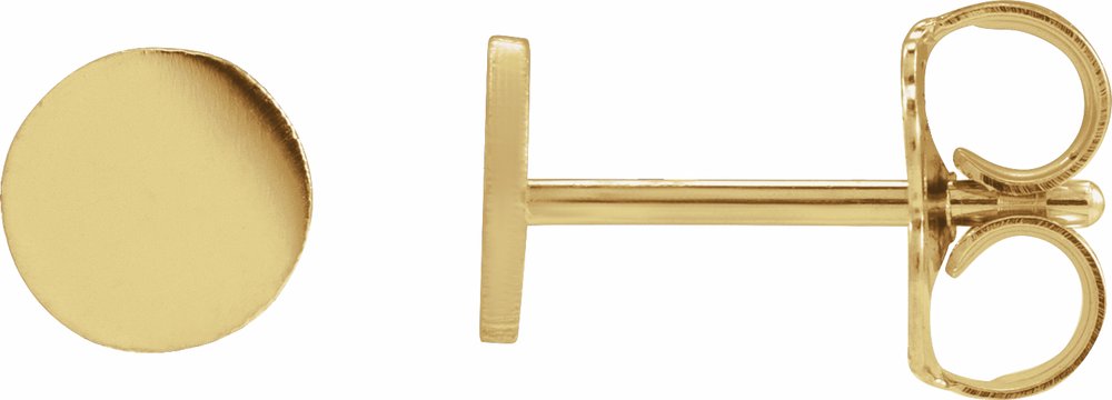 14K Yellow Gold 5 mm Engravable Disc Earrings
