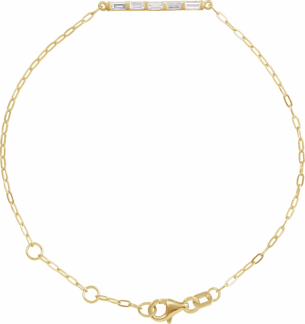 14K Yellow Gold 1/3 CTW Natural Diamond Five-Stone Bar 6-7 1/2" Link Bracelet