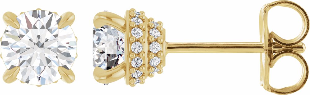 14K Yellow Gold 1/2 CTW Natural Diamond Hidden Halo-Style Stud Earrings