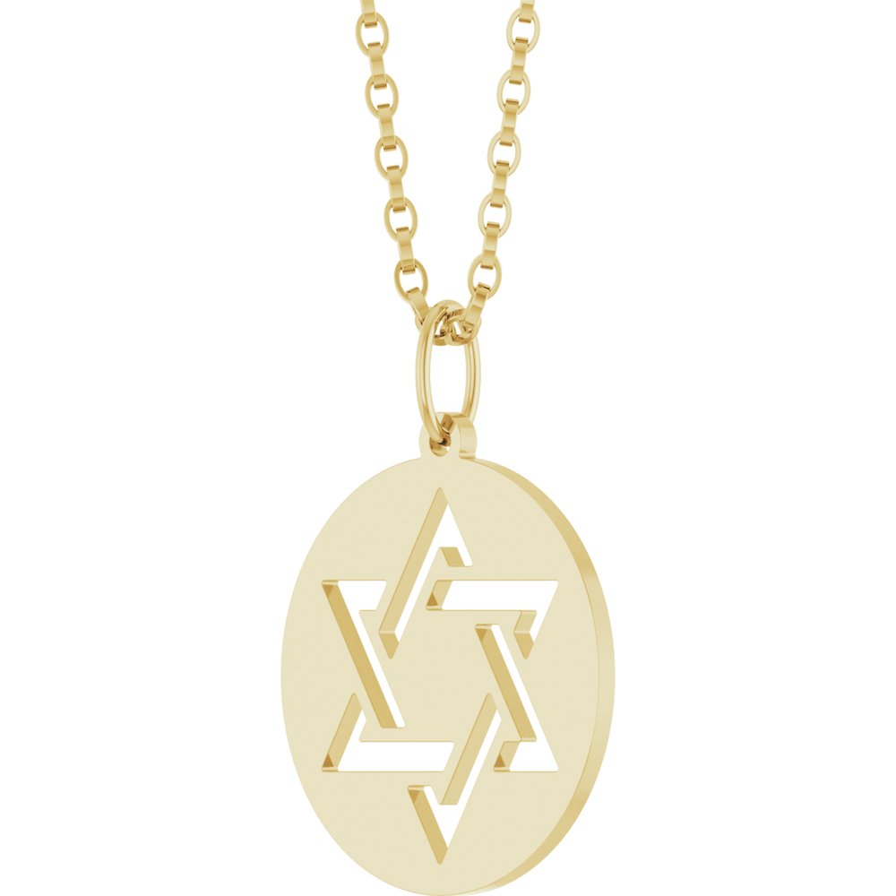 14K Yellow Gold Star of David 18" Necklace