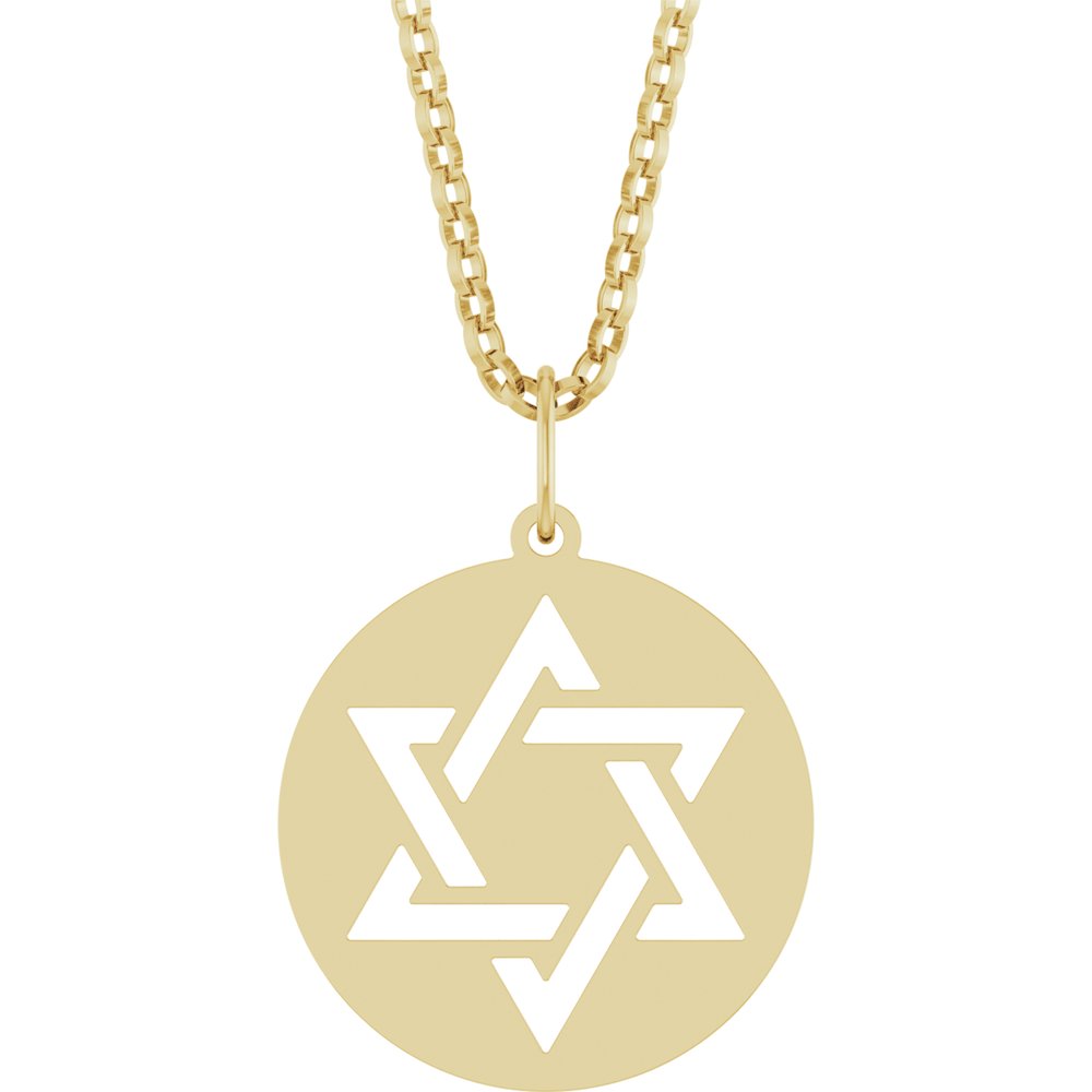 14K Yellow Gold Star of David 18" Necklace