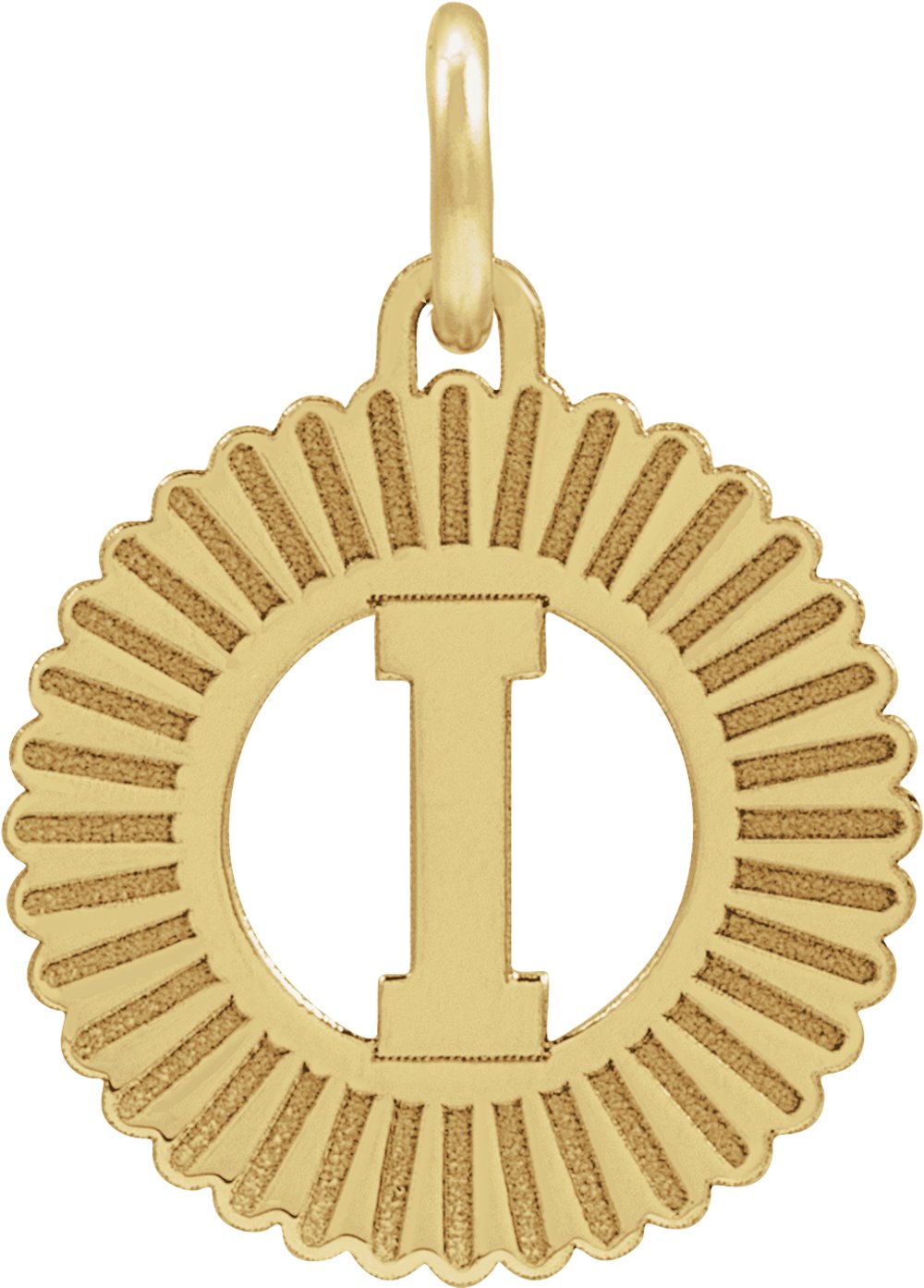 14K Yellow Initial I Sunburst Pendant