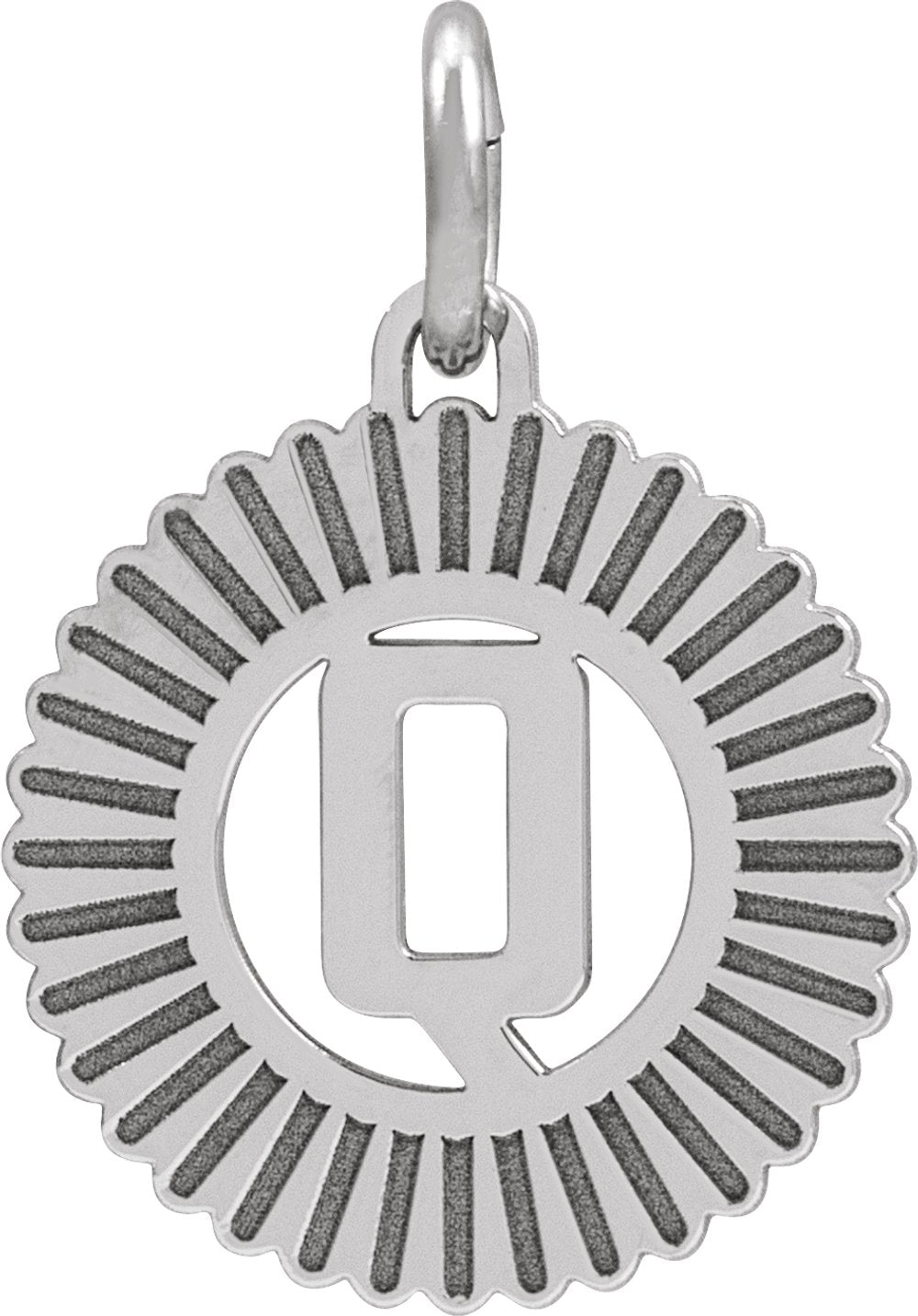 Sterling Silver Initial Q Sunburst Pendant