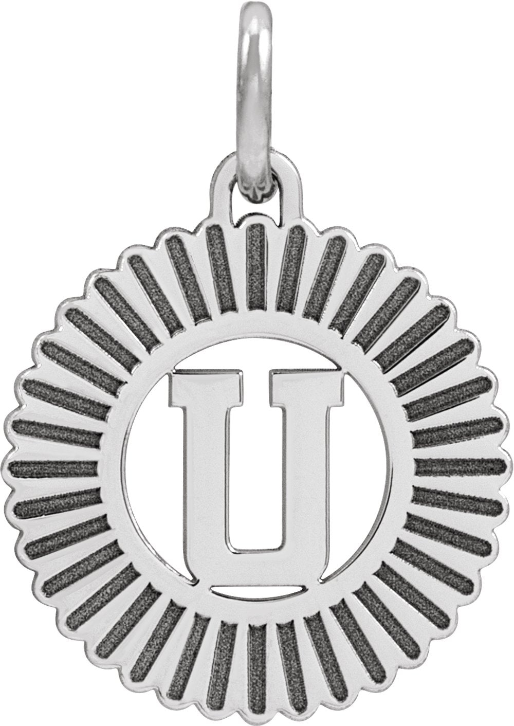 Sterling Silver Initial U Sunburst Pendant