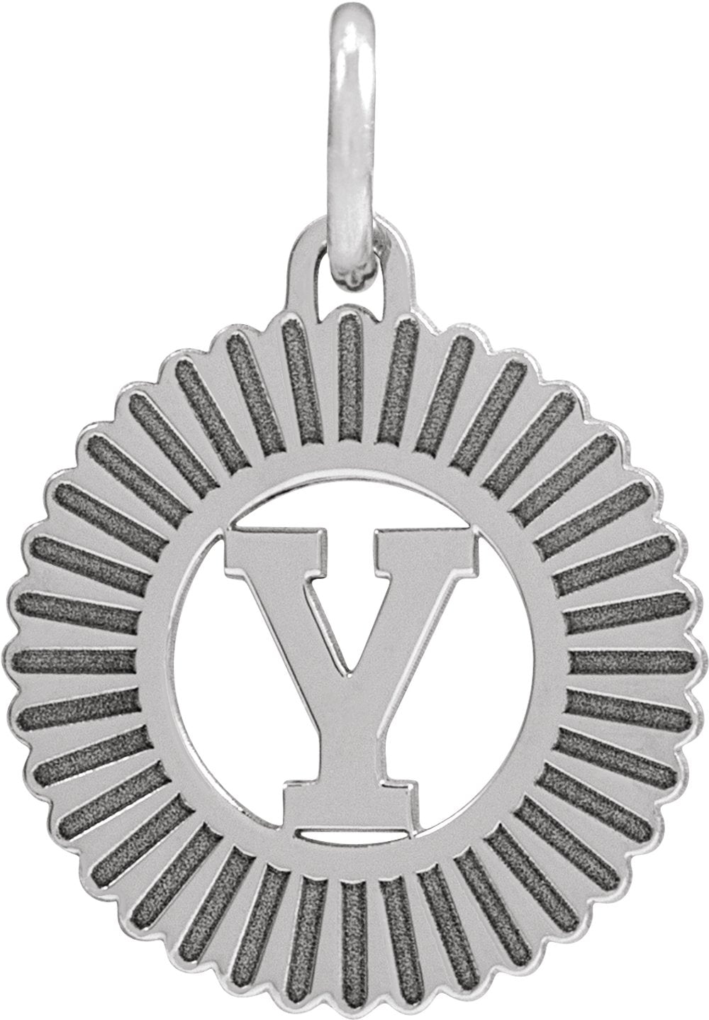 Sterling Silver Initial Y Sunburst Pendant