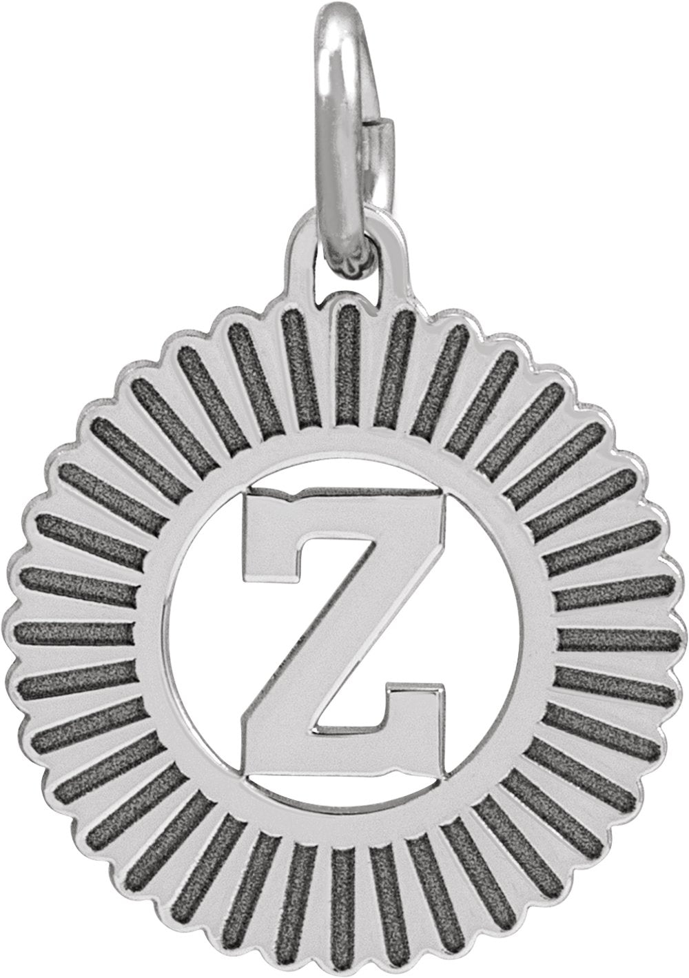 Sterling Silver Initial Z Sunburst Pendant
