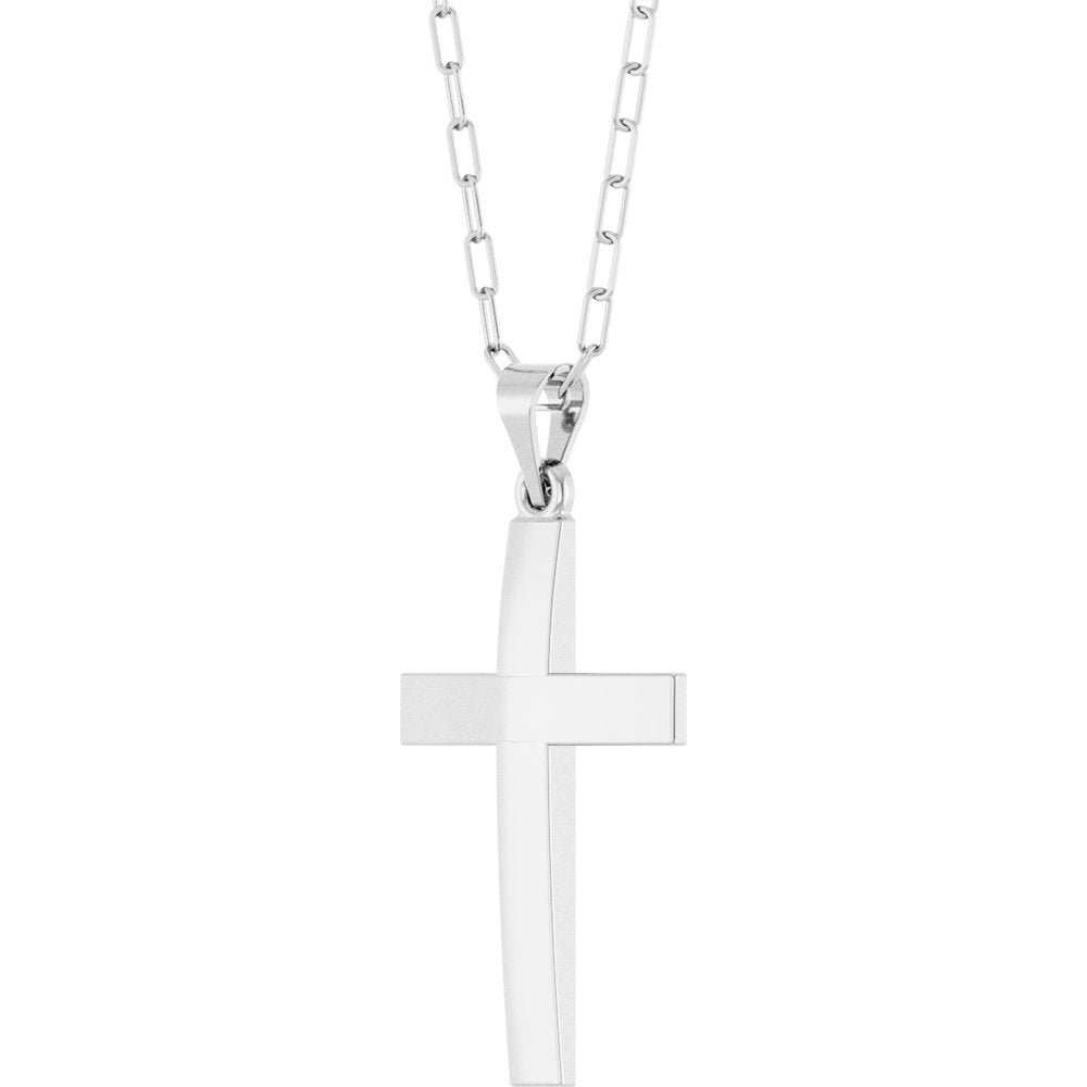 Sterling Silver Cross & Paperclip-Style Chain 18" Necklace