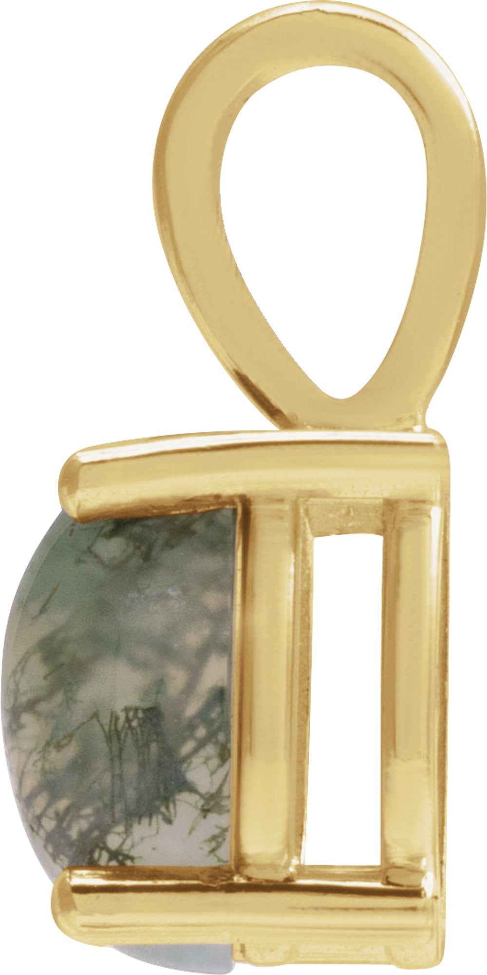 14K Yellow Gold Natural Moss Agate Pendant