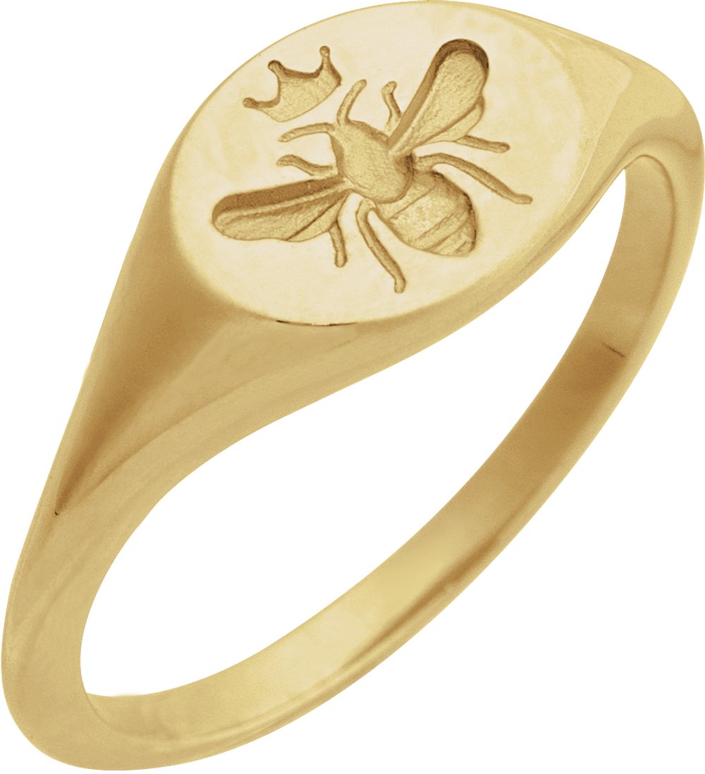 14K Yellow Gold Intaglio Bee Signet Ring