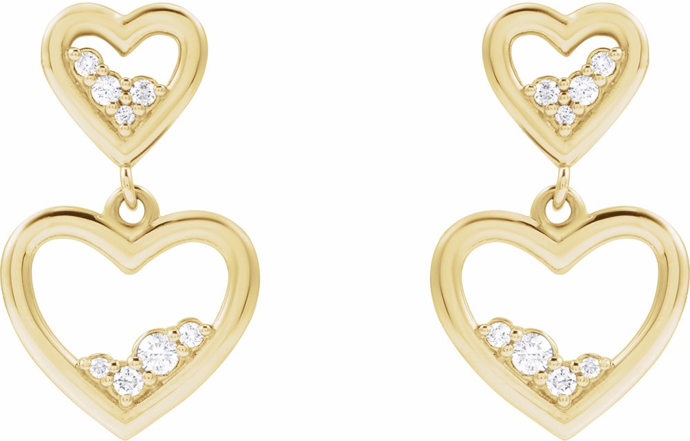 14K Yellow 1/5 CTW Natural Diamond Heart Earrings