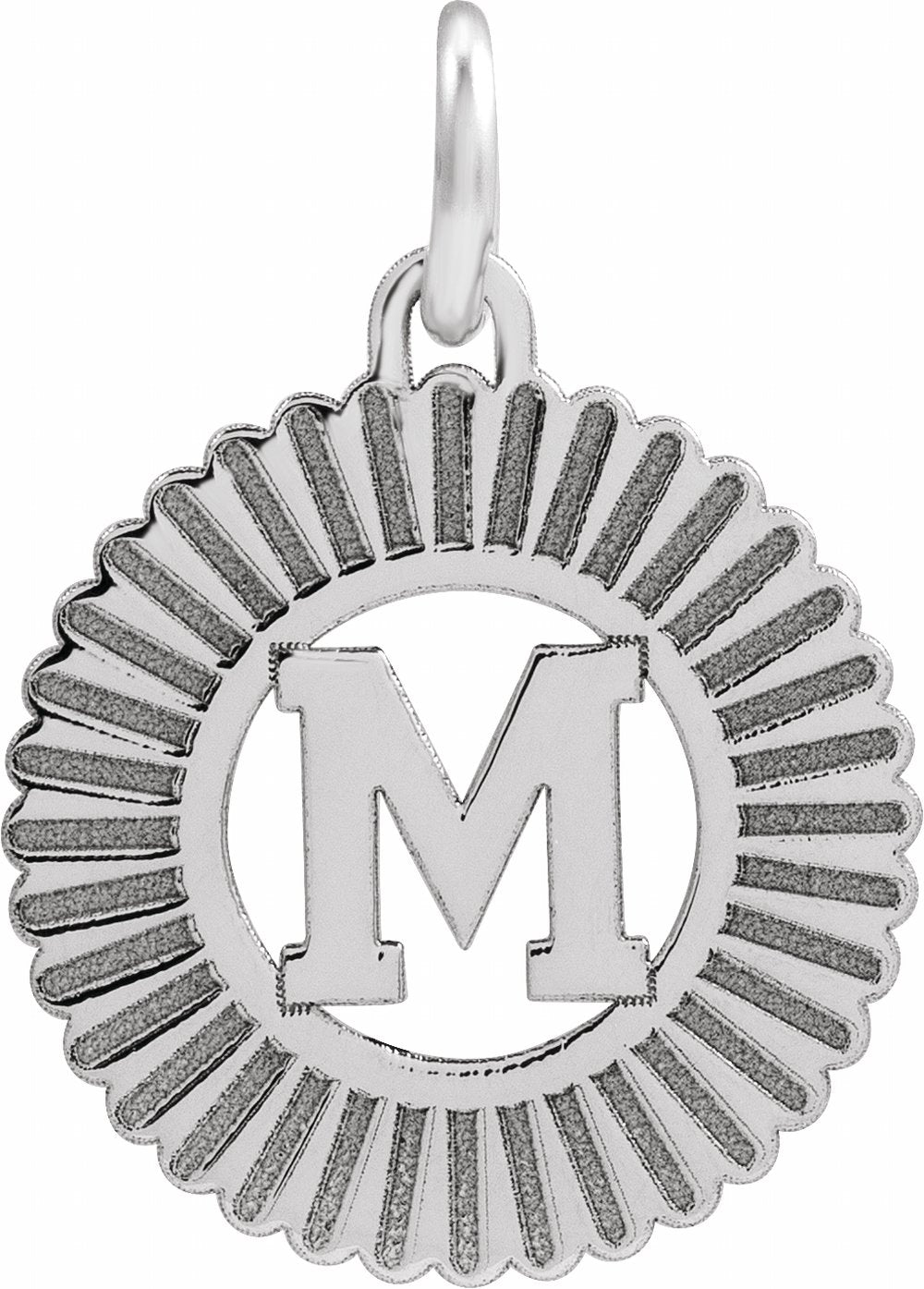 Sterling Silver Initial M Sunburst Pendant