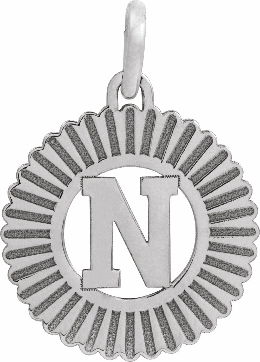 Sterling Silver Initial N Sunburst Pendant