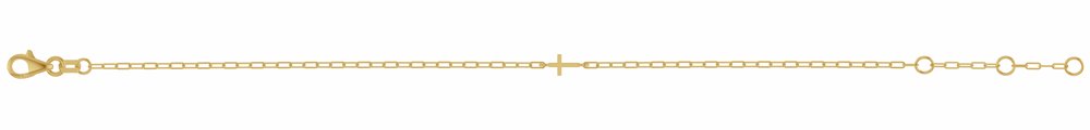 14K Yellow Gold Sideways Cross Paperclip-Style Chain 6 1/2-7 1/2" Bracelet