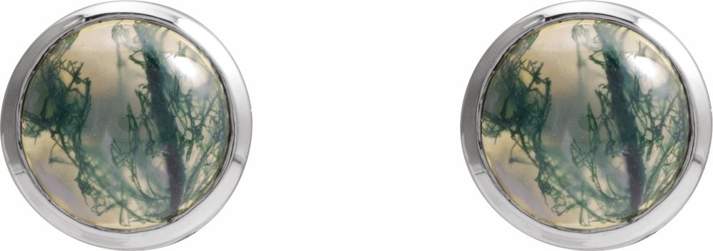 Sterling Silver Natural Moss Agate Earrings