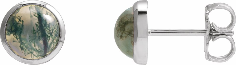 Sterling Silver Natural Moss Agate Earrings
