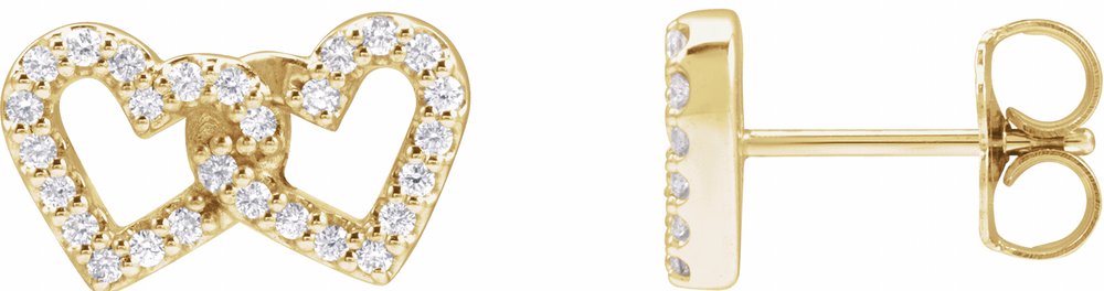 14K Yellow Gold 1/5 CTW Natural Diamond Interlocking Heart Earrings