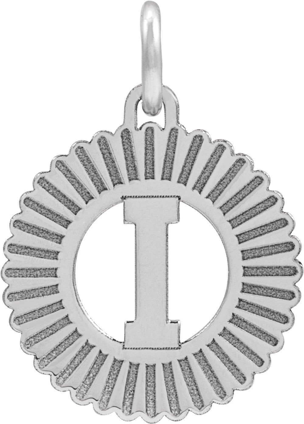 Sterling Silver Initial I Sunburst Pendant