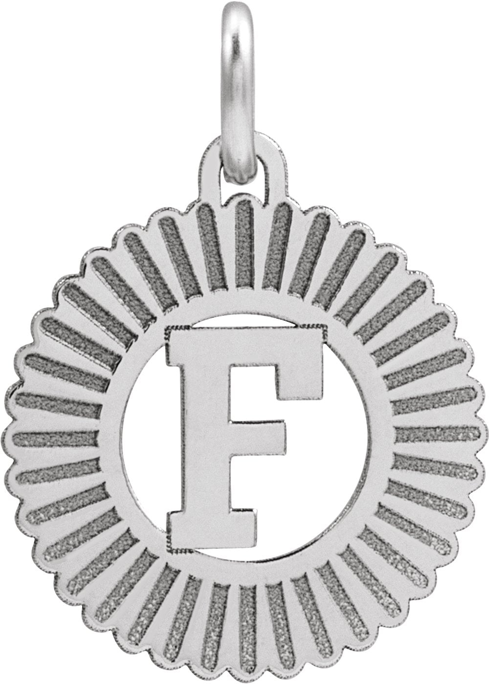 Sterling Silver Initial F Sunburst Pendant