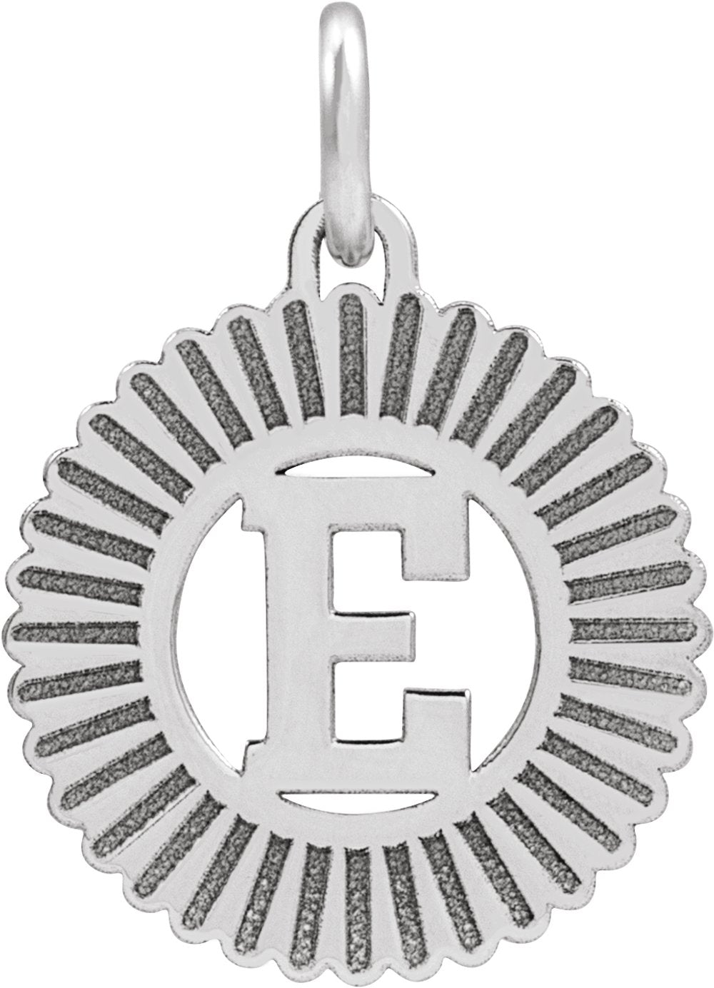 Sterling Silver Initial E Sunburst Pendant