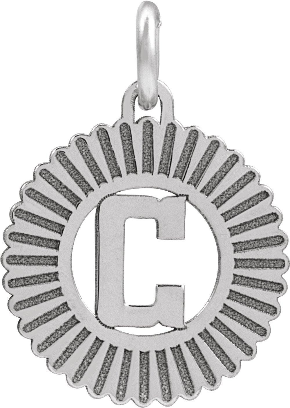 Sterling Silver Initial C Sunburst Pendant