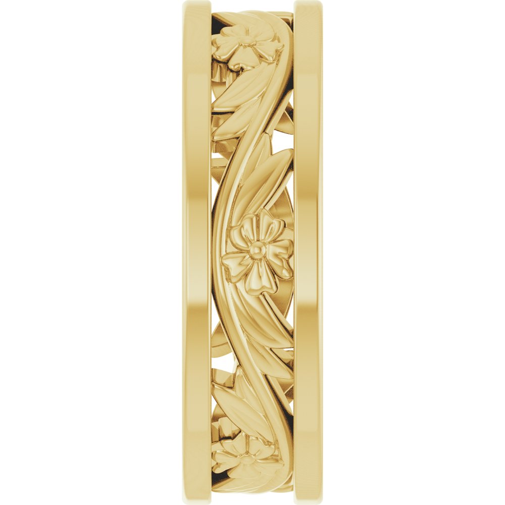 14K Yellow Gold 5.8 mm Floral Flat Band Size 8