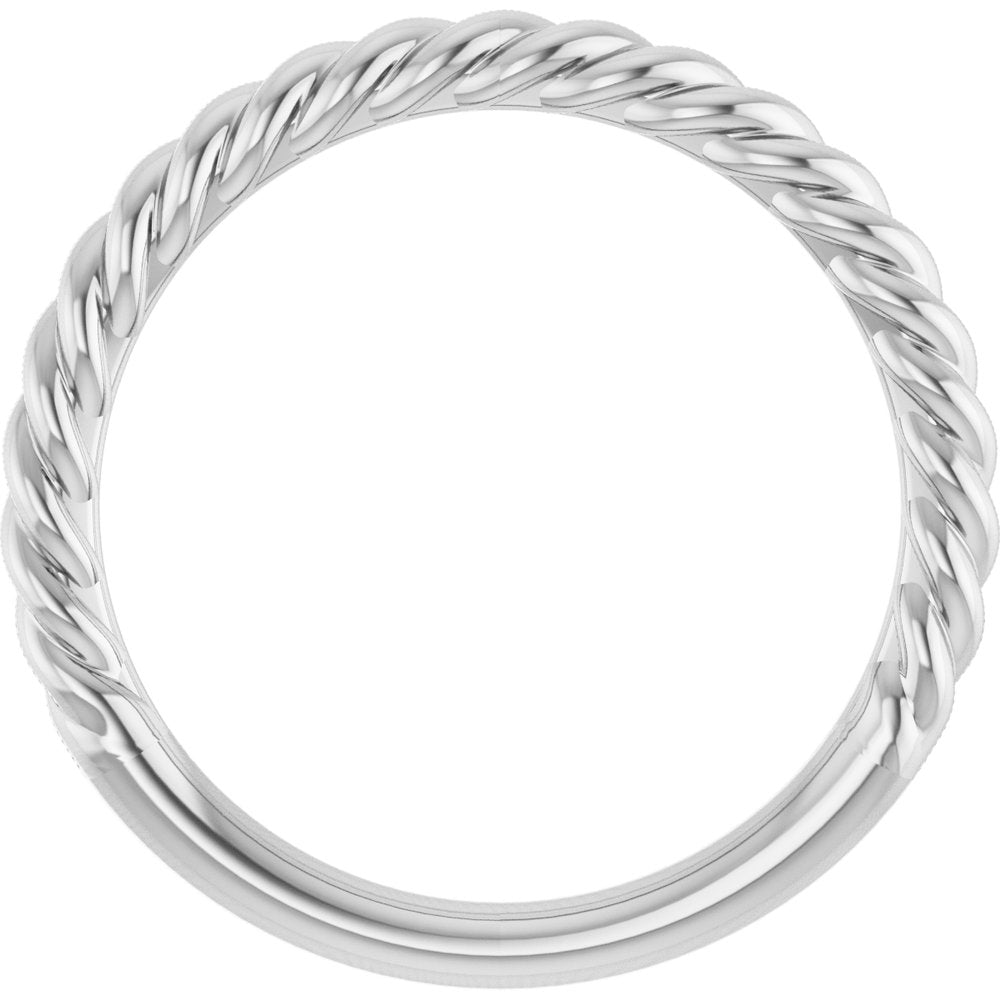 14K White Gold 2.3 mm Rope Band Size 7