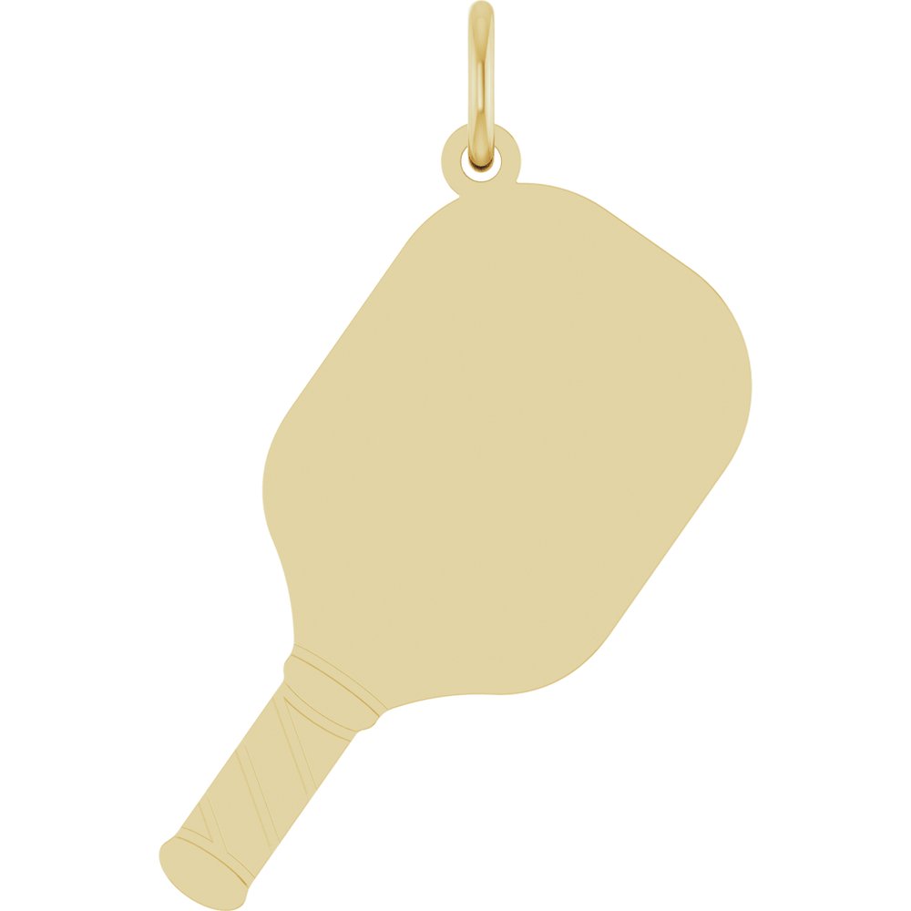 14K Yellow Gold Engravable Pickleball Paddle Pendant