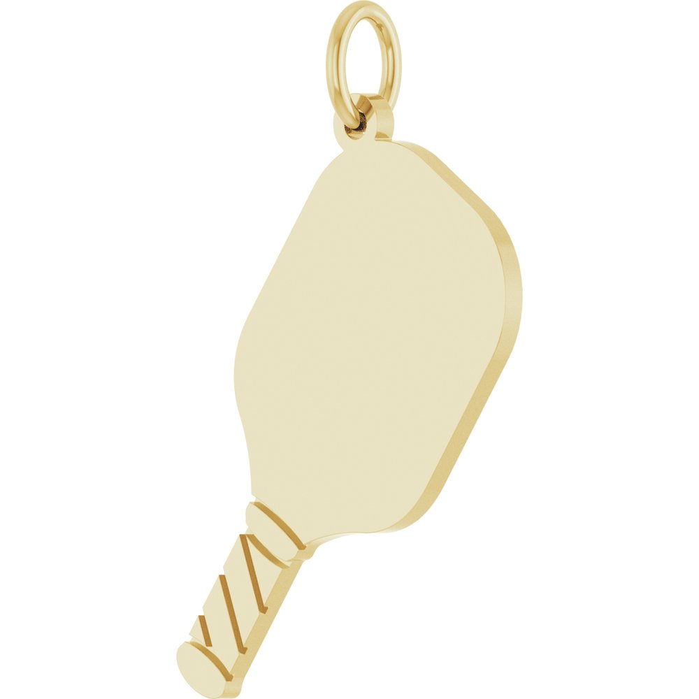 14K Yellow Gold Engravable Pickleball Paddle Pendant