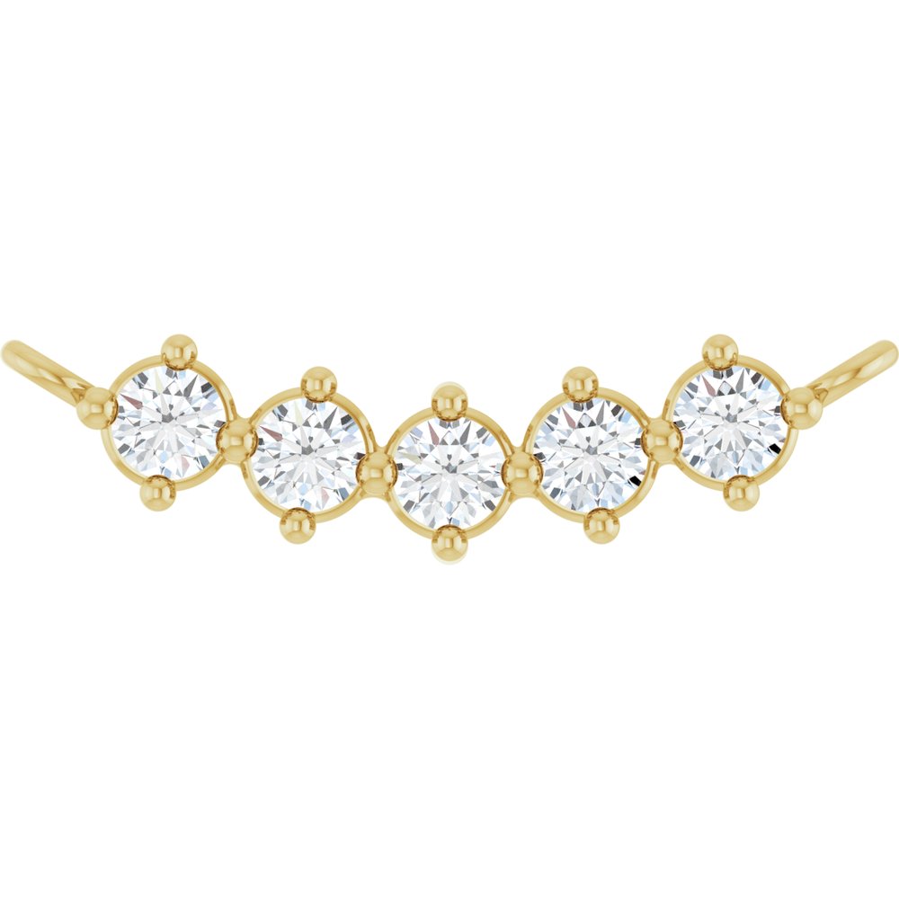 14K Yellow Gold 1/6 CTW Lab-Grown Diamond 5-Stone Family Bar Necklace Center