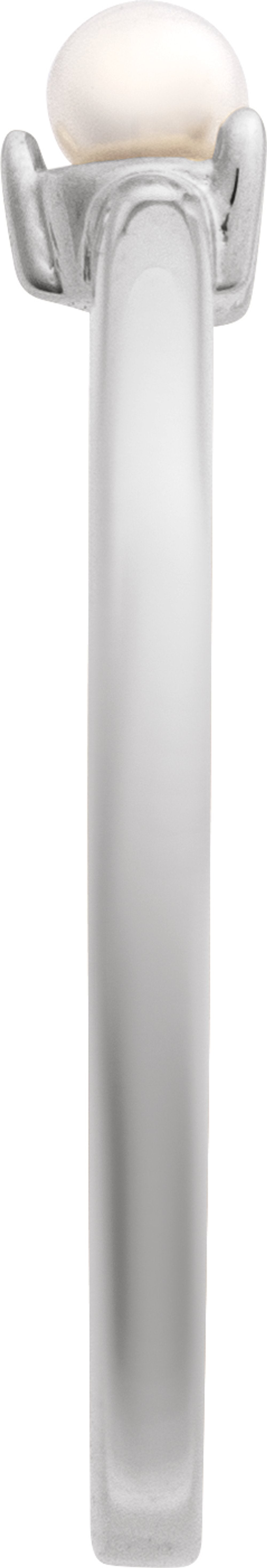 14K White Cultured White Seed Pearl Ring