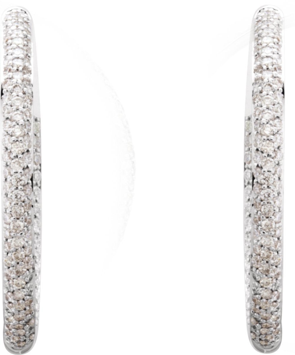 18K White Gold 1 3/4 CTW Natural Diamond Inside-Outside Hinged 32 mm Hoop Earrings