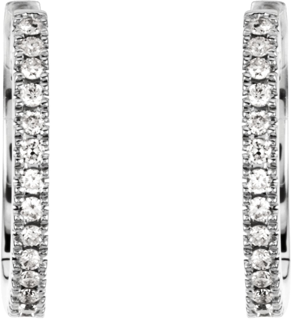 14K White Gold 1/6 CTW Natural Diamond Hinged 14.15 mm Hoop Earrings