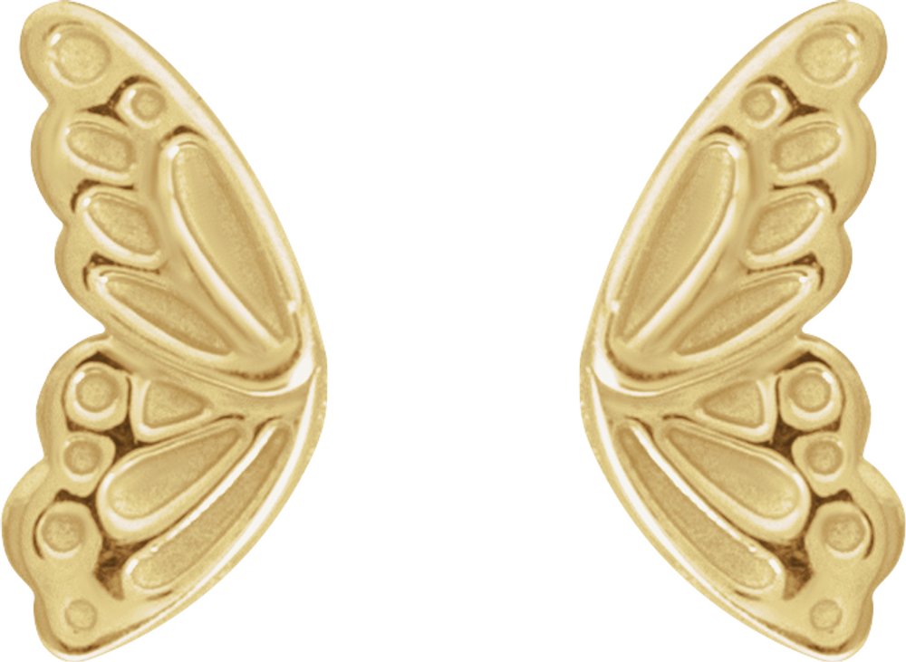 14K Yellow Butterfly Wing Earrings