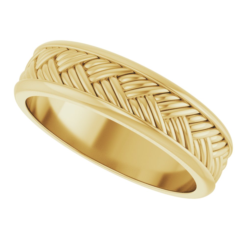 14K Yellow Gold 5.4 mm Woven-Design Flat Band Size 10.5