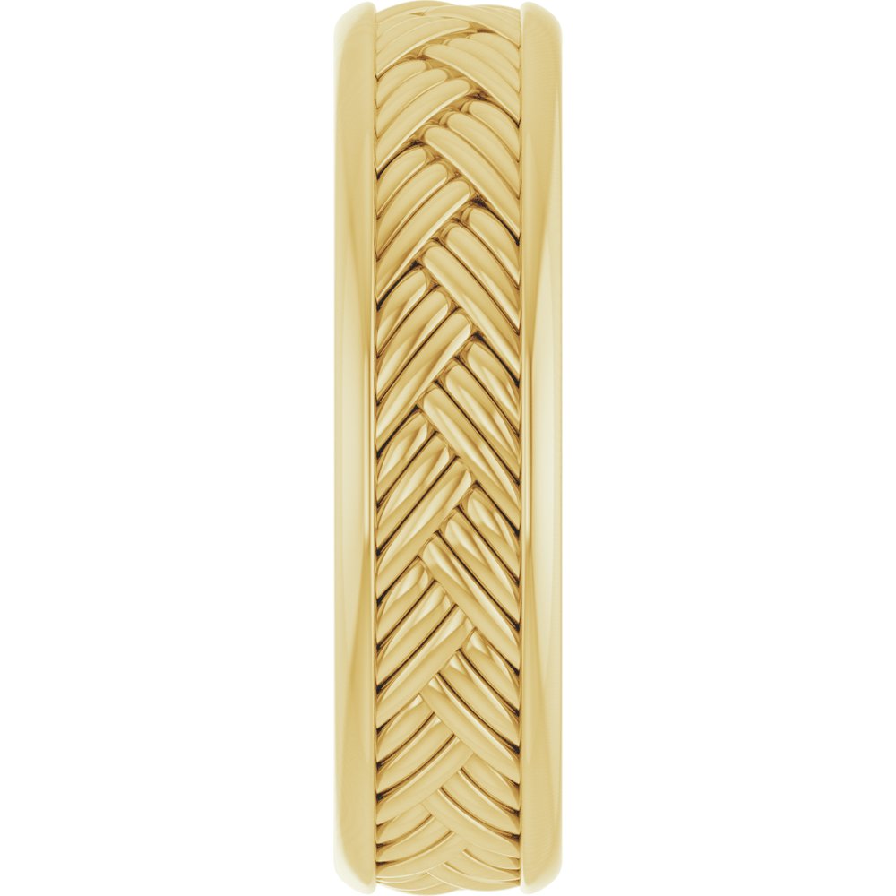 14K Yellow Gold 5.4 mm Woven-Design Flat Band Size 10.5