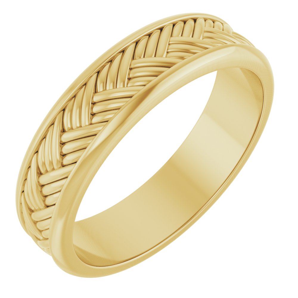 14K Yellow Gold 5.4 mm Woven-Design Flat Band Size 12