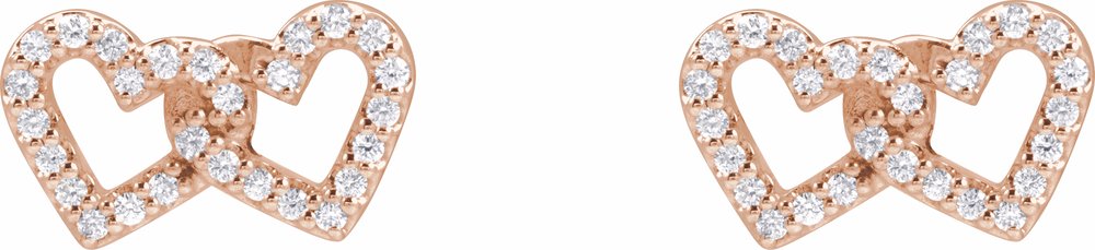 14K Rose 1/5 CTW Natural Diamond Interlocking Heart Earrings